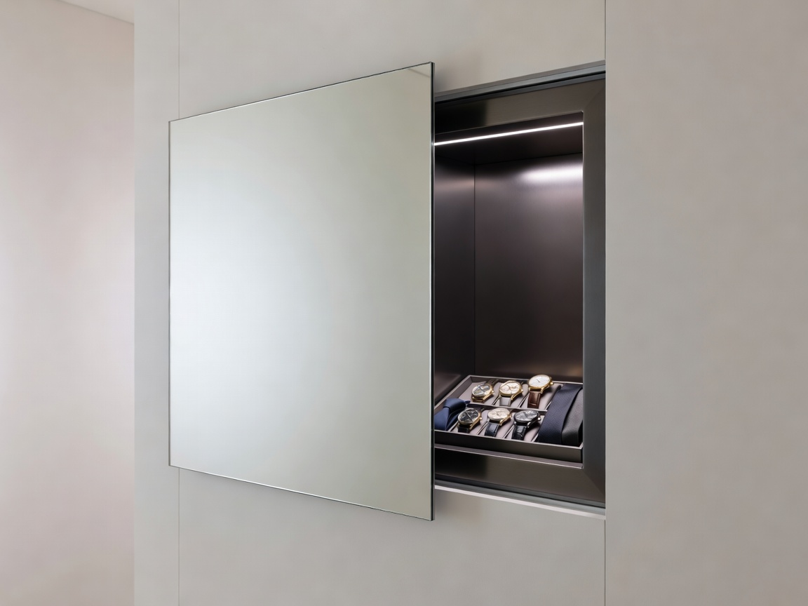 Architectural secret luxury master suite wall integration layout