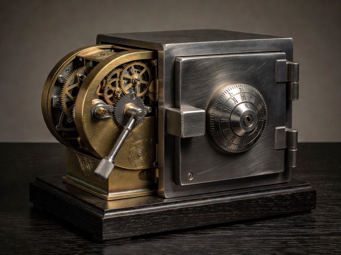 Exquisite mechanical clock winder and metallurgy safe close up